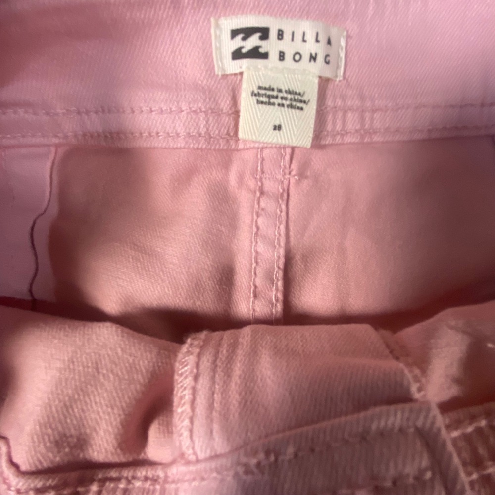 Billabong Women's Pink Wide Leg Crop Jeans Raw Hem Denim Size 28 - Picture 6 of 9